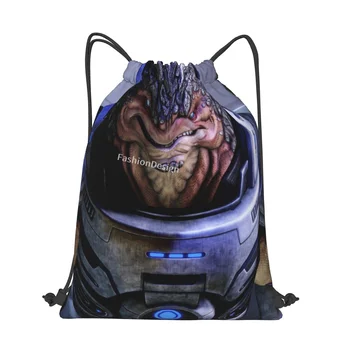 Salarian Mass Effect Asari Game Кавайные сумки на шнурках для хранения походной обуви и одежды, многофункциональный Подростковый Портативный рюкзак